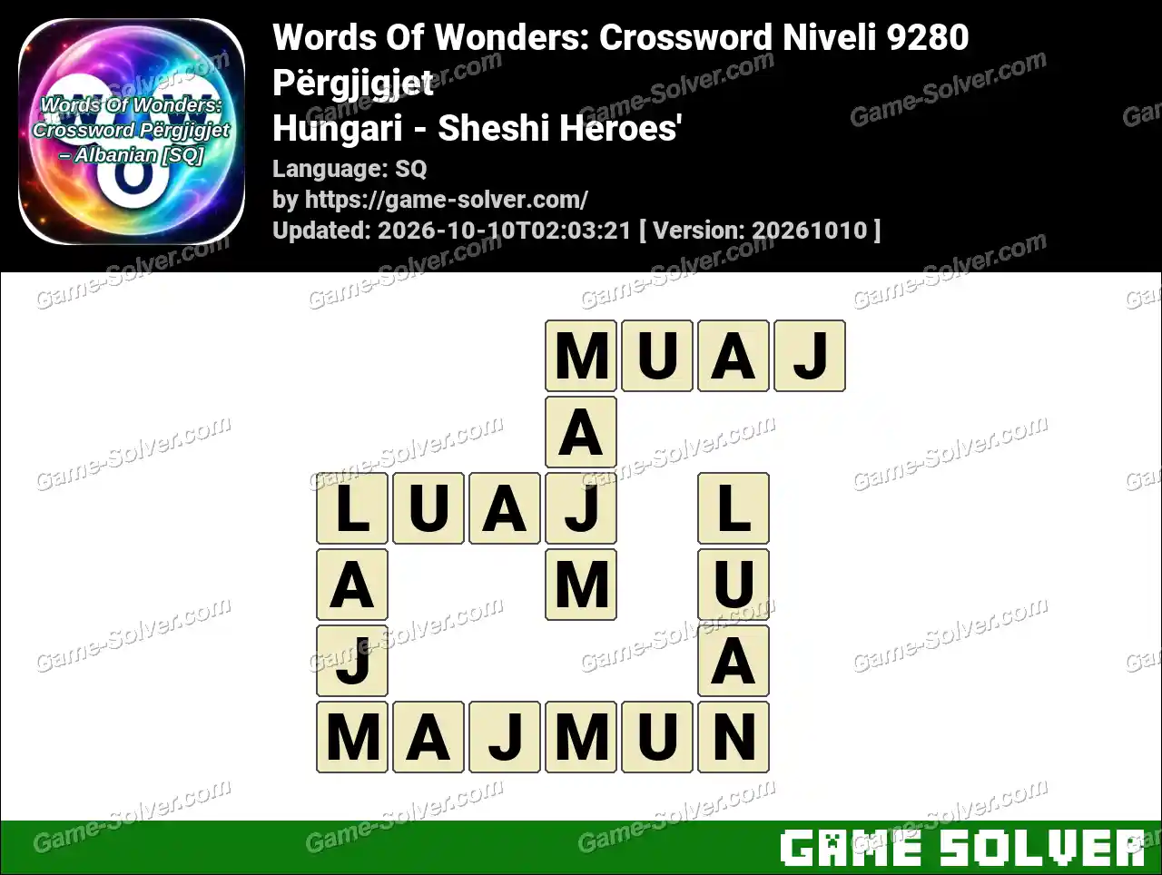 Words Of Wonders: Crossword Niveli 9280 Përgjigjet – Hungari – Sheshi Heroes’